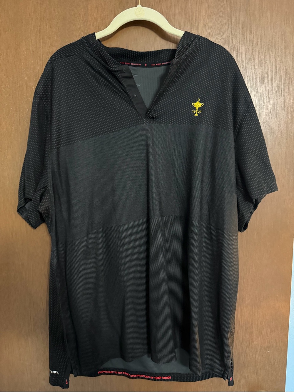 Nike Tiger Woods Black Short-Sleeve Performance Polo with Yellow Logo